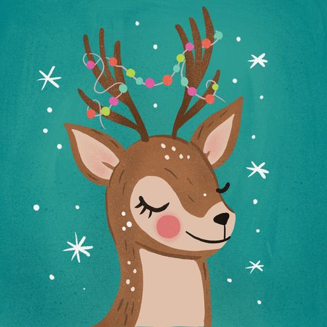 Reindeer Illustration Christmas, Reindeer Christmas Illustration, Cute Reindeer Illustration, Procreate Christmas Illustration, Cute Reindeer Drawing, Christmas Reindeer Drawing, Christmas Reindeer Illustration, Christmas Deer Illustration, Christmas Reindeer Art