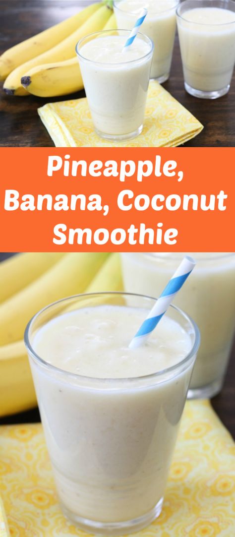 Recipes Pineapple, Smoothie Banana, Nutrition Sportive, Smoothie Drink Recipes, Coconut Smoothie, Tropical Smoothie, Pineapple Smoothie, Milk Shakes, Banana Coconut