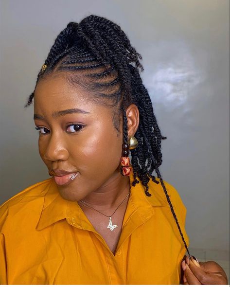 Fulani Braids On Natural Hair Short, Kinking Hair Styles, Natural Cornrow Hairstyles Short Hair, Natural Hairstyles Cornrows, Simple Cornrows For Natural Hair, Natural Protective Hairstyles, Natural Hair Twist Styles, Protective Natural Hairstyles, Short Hair Twist Styles