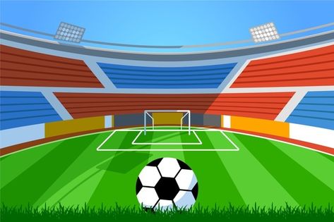 Gradient football field background | Free Vector #Freepik #freevector #background #sports #football #soccer Football Field Background, Field Background, Football Background, Football Illustration, Flat Design Illustration, Game Ui Design, American Football Players, Football Stadiums, Football Field