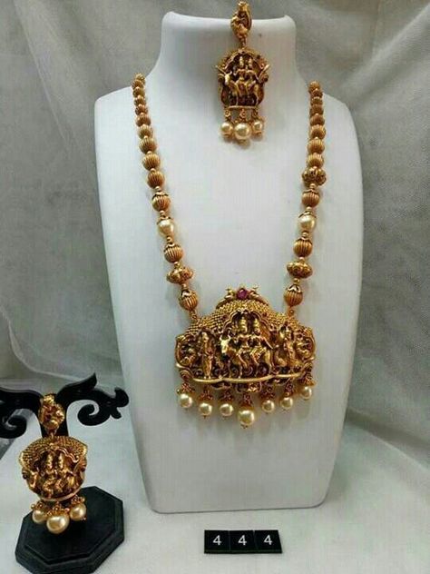 Shiva Parivar, Gundla Mala, Mini Haram, Dollar Chain, Simple Long Necklace, Haram Designs, Gold Haram, Unique Gold Jewelry Designs, Temple Jewelry Necklace