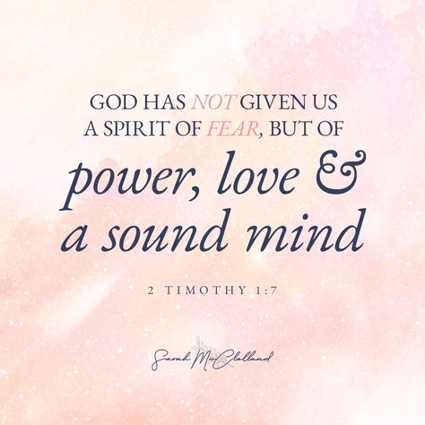 "For this reason I remind you to fan into flame the gift of God, which is in you through the laying on of my hands. For God has not given us a spirit of fear, but of power, love, and a sound mind." 2 Timothy 1:6-7 💪❤️🧠 #power #love #soundmind #faith #bibleverse #scripture #Godisgood #Godislove #faithoverfear #christian #jesuslovesyou Love And Fear, Spirit Of Fear, Sound Mind, 2 Timothy, Faith Over Fear, Jesus Loves You, God Is Good, Gods Love, Sound