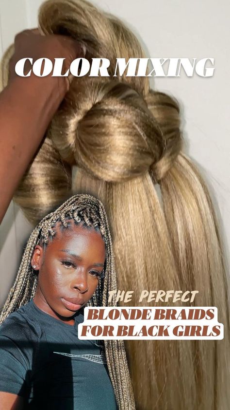 BLONDE BRAIDS FOR BLACK GIRLS | Pinterest Blonde Corn Row Braids Black Women, Cornrow Blonde Braids, Grey And Blonde Box Braids, Colour Ideas For Braids, Blonde Blend Box Braids, Ombre Blonde Braids Black Women, Mixed Color Cornrow Braids, Knotless Box Braids Medium 27/613, Number 27 Knotless Braids