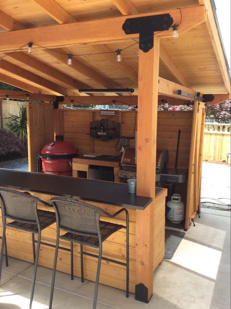 Grilling Shed Ideas, Bbq Shed Grill Area, Outdoor Bar And Grill Ideas, Grill Shed, Grill Shack, Bbq Shelter Ideas, Bbq Shack, Bbq Shed, Bbq Gazebo