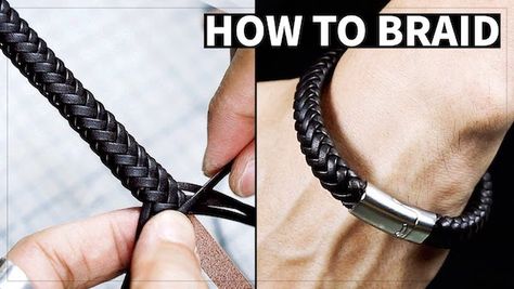 Unisex 8 Strand Braided Leather Bracelet Tutorial and Leather Bag Patterns by HahnsAtelier - The Beading Gem's Journal I Love You Morse Code Bracelet Diy, Diy Braided Keychain Ideas, Paracord Leather Bracelet, Leather Braiding Techniques, Braided Leather Bracelet Tutorial, How To Braid Rope, Mens Bracelet Diy, Cord Bracelet Diy, Leather Bracelet Tutorial