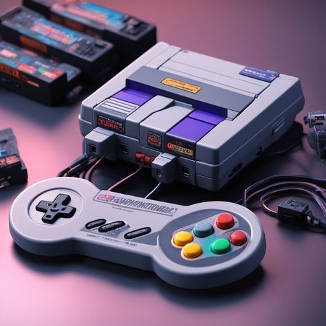 Super Nintendo Mini Render SNES with Turbo Controller #FutureAI Super Nintendo Console, Nes Controller, Retro Tech, Retro Games Console, Games Console, Retro Games, Classic Video Games, Super Nintendo, Video Game Console