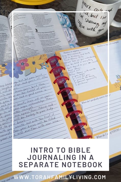 Are you ready to study Scripture without the distraction of creating artwork in your Bible? I show how I use a separate notebook to copy and journal about Scripture. | Torah Family Living Torah Study Journal, Bible Study Notebook Scripture Journal, Devotional Journal Ideas Design, Scripture Notebook, Scripture Study Journal, Bible Notebook, Scripture Doodle, Bible Journal Notebooks, Torah Study