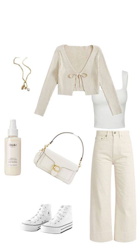 Outfits With White Jeans For School, Uni Outfits Ideas, Outfit Ideas Beige, Cute Comfy Fall Outfits, Cute And Comfy Outfits, Demure Outfit, Vintage Prom Dresses, Comfy Fall Outfits, Outfits For Girls