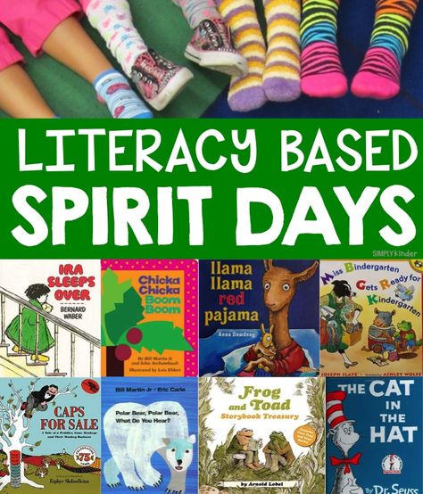 A gigantic list of spirit day ideas including literacy spirit days! Literacy Enrichment Activities, Reading Dress Up Days, Elementary Theme Days, Fall Literacy Night, Read Across America Theme Days, Read A Thon Ideas, Ar Incentives, Reading Week Ideas, Spirit Day Ideas