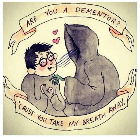 Harry Potter  Dementor Valentine's Day Card Ron Y Hermione, Harry Potter Valentines, Pick Up Lines Cheesy, Pickup Lines, Art Tumblr, E Mc2, My Funny Valentine, Harry Potter Love, Take My Breath