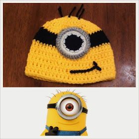 Butterfly's Creations: Minion Beanies Minion Beanie, Minion Crochet Hat, Crochet Minion, Minion Hat, Hat Pattern Crochet, Easy Crochet Hat Patterns, Minion Hats, Minion Crochet, Easy Crochet Hat