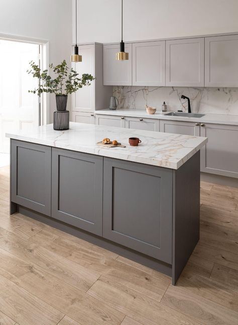 Kitchen Cabinet Color Trends | Two-Tone, White, Black | Refacing Two Tone Grey Kitchen Cabinets, 2 Color Kitchen Cabinets Two Tones, 2 Color Kitchen Cabinets, Two Tone Cabinets Color Combos, Installing Kitchen Countertops, Kitchen Cabinet Color Schemes, Kitchen Cabinet Color, Update Kitchen Cabinets, Two Tone Kitchen Cabinets