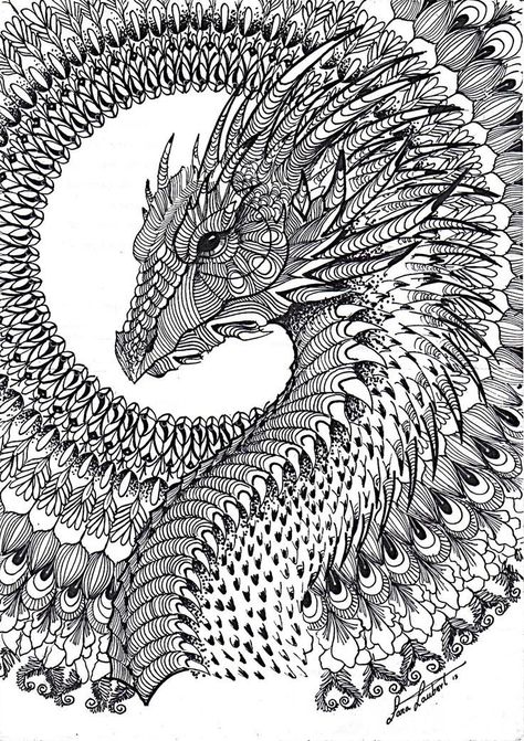 Zentangle Animals Art, Tattoo Coloring Book, Animal Tattoo Ideas, Dragon Coloring, Color Drawing Art, Coloring Images, Dragon Coloring Page, Animation Art Sketches, Detailed Coloring Pages