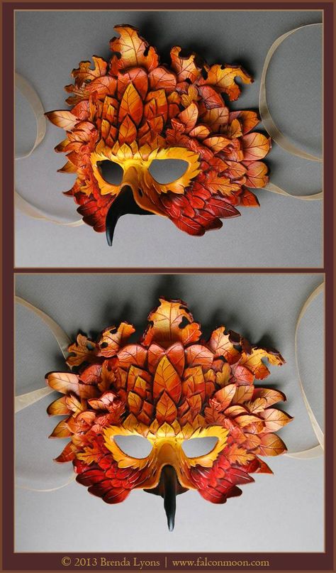 Autumn Raptor - Leather Mask by windfalcon Ibong Adarna Costume, Larp Accessories, Eagle Mask, Phoenix Costume, Flower Mask, Bird Mask, Harpy Eagle, Bird Costume, Display Boards