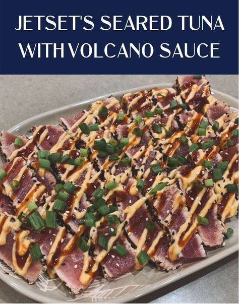 Seared Tuna Sauce, Seared Ahi Tuna Sauce, Yellow Tuna Recipe, Sides For Seared Ahi Tuna, Volcano Sauce, Ahi Tuna Sashimi Recipe, Sauce For Seared Tuna, Sauce For Seared Ahi Tuna, Ahi Tuna Glaze