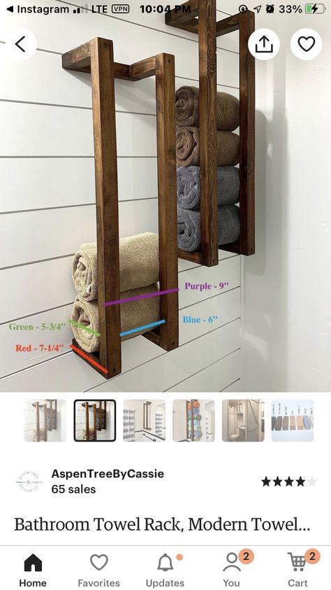 For guest or either bathroom we can make these Diy Towel Organizer, Wood Towel Holder Bathroom, Pallet Towel Holder, Diy Wooden Towel Rack, Bathroom Towel Hanging Ideas Farmhouse, Diy Bathroom Caddy, Diy Towel Rack Bathroom Hanging Ideas, Unique Towel Holder, Diy Wood Towel Rack