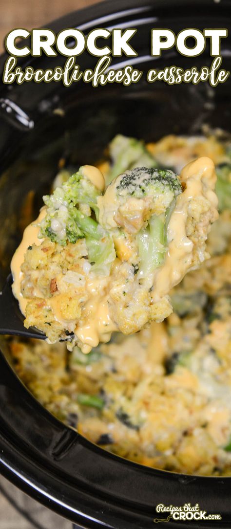 Crock Pot Broccoli Cheese Casserole is a delicious side dish slow cooker recipe perfect for holidays, potlucks or a special weeknight treat for family dinner! Crock Pot Broccoli, Cheese Casserole Recipes, Casserole Broccoli, Broccoli Cheese Casserole Recipe, Casserole Crockpot, Dinner Crockpot, Broccoli Cheese Casserole, Pot Recipes Healthy, Pot Recipes Easy