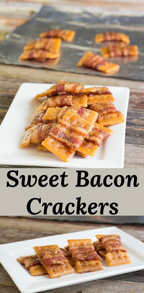 Bacon Appetizers Easy, Party Snacks Easy Appetizers, Bacon Crackers, Sweet Bacon, Bacon Cracker, Bacon Recipes Appetizers, Bacon Wrapped Appetizers, Tailgate Ideas, Appetizers Easy Dips