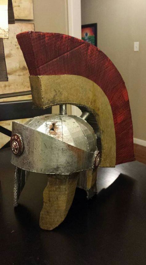 Roman Centurion Helmet, Cardboard Headpiece, Cardboard Helmet, Roman Soldier Helmet, Cardboard Costumes, Centurion Helmet, Knight Suit, Roman Shield, Suit Of Armour