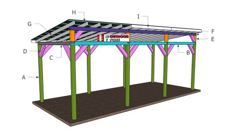 12x30 Lean to Pavilion Plans - PDF Download Lean To Pavilion Plans, Lean To Pavilion, Carport Covers, Pavilion Plans, Lean To Roof, Roof Trim, Wood Putty, Backyard Pavilion, Roofing Sheets