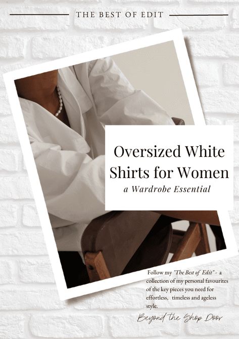 Best Oversized White Shirts for Women – A Wardrobe Essential It doesn’t get more classic than a white button-down shirt. So versatile, and no matter how you wear it, a white shirt adds a touch of understated elegance to any look. Check out my recent post at www.beyondtheshopdoor.com Paula x #whiteshirt #effortlessstyle #timelessstyle #agelessstyle #understatedelegance Best White Button Down Shirt For Women, White Shirts For Women, Best White Shirt, Oxford Shirt Women, Women's Wardrobe Essentials, Long White Shirt, White Button Shirt, Shop Door, Oversized White Shirt