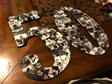 Wooden Number Photo Collage(2 Numbers) Number Photo Collage, Photo Collage Ideas, 50th Birthday Party Themes, Class Reunion Decorations, 60th Birthday Party Decorations, Letter Collage, Moms 50th Birthday, 50th Birthday Decorations, Wooden Numbers