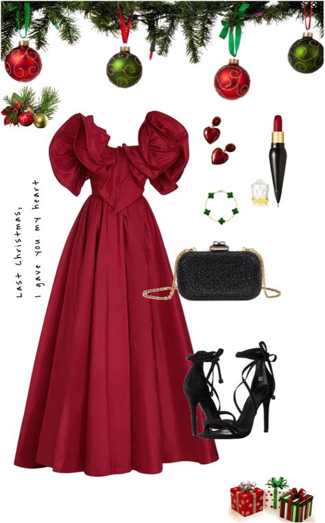 Christmas Dinner Party Outfit outfit ideas | Christmas Ball Outfit Party Dresses, Luxury Red Dresses For Holiday Party, Red Christmas Party Gown, 50s Christmas Outfit, Chic Red Christmas Dress, Red Holiday Gown For Dress-up, Christmas Party Outfits For Teens, Christmas Party Fits, Christmas Outfit Ideas For Women Classy Holiday Parties