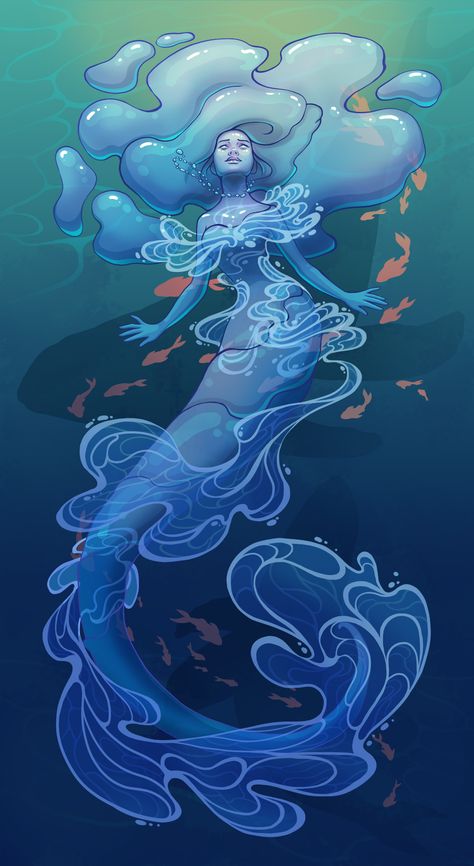 ArtStation - Water Mermaid Leviathan Mermaid, Lionfish Mermaid, Water Mermaid, Octopus Mermaid, Water People, Lion Fish, Art Characters, Mermaid Art, Fantasy Jewelry