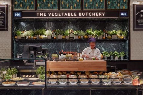 Vegetable galleries - Wunderman Thompson Intelligence Salad Bar Restaurants, Salad Shop, Food Counter, Grocery Store Design, Food Retail, Supermarket Design, Vegan Shopping, Luxury Food, Bar Set Up