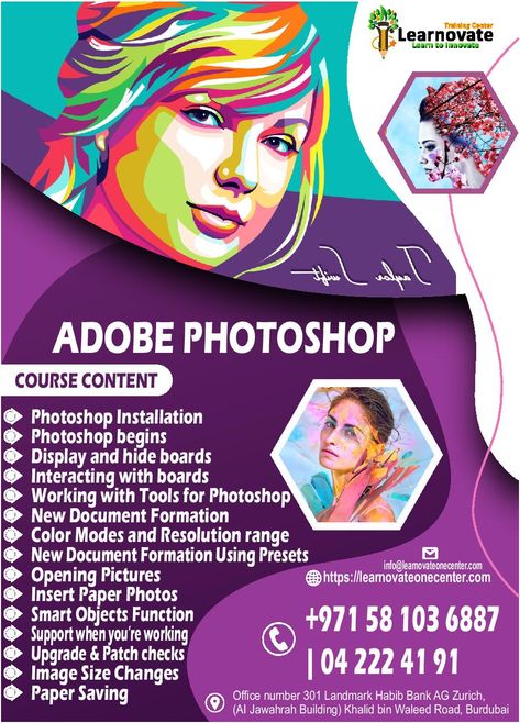 ⚡⚡⚡ CALL US or Visit Our website for more details. 📞0581036887 📩 info@learnovateonecenter.com 🌐https://learnovateonecenter.com #ltc #learnovateTraining #education #certifications #Adobe #photoshop #training #course #Dubai Photoshop Training, Photoshop Course, In Dubai, Adobe Photoshop, Dubai, Digital Marketing, Photoshop, Train, Graphic Design