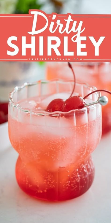 An easy spring drink with vodka! Colorful with a sweet and tangy flavor, this Dirty Shirley cocktail is a perfect crowd-pleaser for any occasion. Save this spring cocktail recipe and enjoy the boozy version of a Shirley Temple! Shirley Temple Drink Alcoholic, Dirty Shirley Recipe, Shirley Temple Recipe, Popular Alcoholic Drinks, Shirley Temple Drink, Dirty Shirley, Easy Cocktail Recipe, Vodka Cocktails Easy, Unique Cocktail Recipes