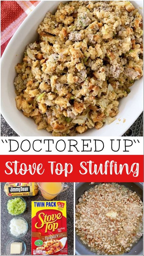 Thanksgiving Stove Top Stuffing with Sausage Stove Top With Sausage, Stuffing Recipes From Stove Top, Safe Sausage Stuffing, Stuffing With Stove Top And Sausage, Stove Top Turkey Stuffing Recipes Thanksgiving, Stovetop Stuffing With Sausage Recipes, Stovetop Sausage Stuffing, Stuffing Recipe With Stove Top, Stovetop Stuffing Mix Recipes