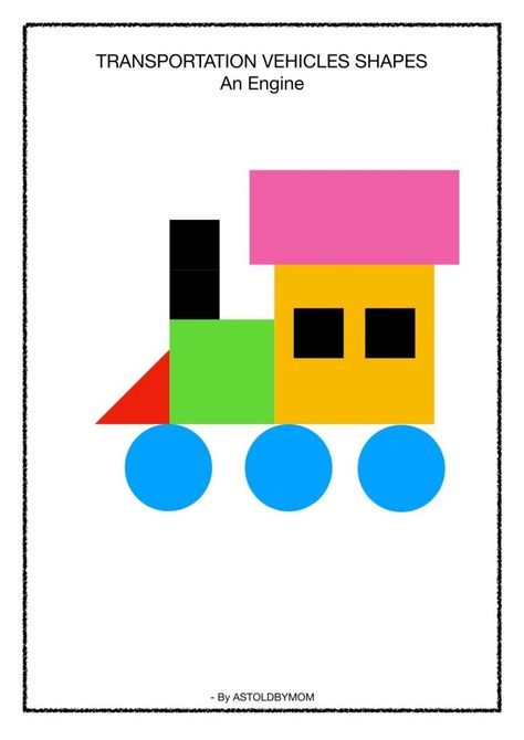 Train Shapes Preschool, Free Pattern Block Printables, Easy Animal Crafts, Construction Paper Art, Transportation Preschool Activities, Shapes Craft, Transportation Activities, Train Drawing, Transportation Crafts