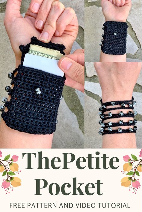 The Petite Pocket Wrist Wallet — Day's Crochet & Knit Crochet Organizer Pattern Free, Crochet Pouch Free Pattern, Pouch Crochet Pattern, Crochet Hairband, Crochet Organizer, Crochet Wallet, Crocheted Bags, Bags Pattern, Potli Bag