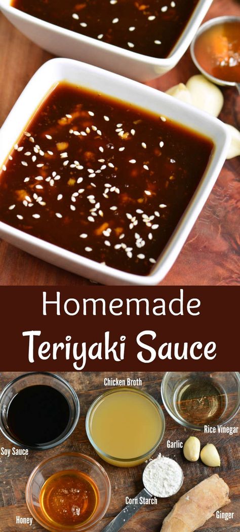 Homemade Teriyaki Sauce. Incredibly easy and delicious sauce that goes perfectly in many dishes and takes only a few minutes to prepare. #teriyaki #sauce #easyrecipe #chicken #asianrecipes Homemade Teriyaki Sauce Easy, Chicken Broth Rice, Chicken Teriyaki Sauce, Make Teriyaki Sauce, Wooden Skillet, Fruit Dips, Teriyaki Sauce Recipe, Art Recipes, Fruit Platters