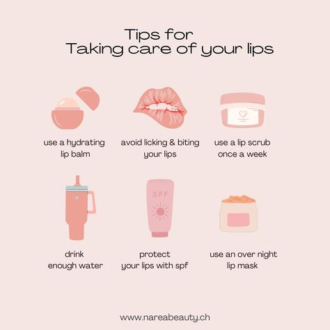 🌟 **Lip Care Tips for Soft, Hydrated Lips!** 🌟 Hey beauties! 💖 Want to keep your lips looking luscious and healthy? Here are our top tips for fabulous lip care: 1. **Hydrate, Hydrate, Hydrate!** 💧 Keep your lips moisturized with a hydrating lip balm. It’s a must for soft lips! 2. **Avoid Licking & Biting!** 🚫 It might be tempting, but licking or biting your lips can lead to dryness and irritation. 3. **Exfoliate Weekly!** 🌿 Treat your lips to a gentle lip scrub once a week to remove dead... How To Stop Lips From Peeling, How To Keep Your Lips Moisturized, Best Lip Scrub Products, Healthy Lips Tips, Lip Care Routine For Dry Lips, Lip Glow Up, How To Get Smooth Lips, Lip Routine Skincare, How To Get Rid Of Dry Lips