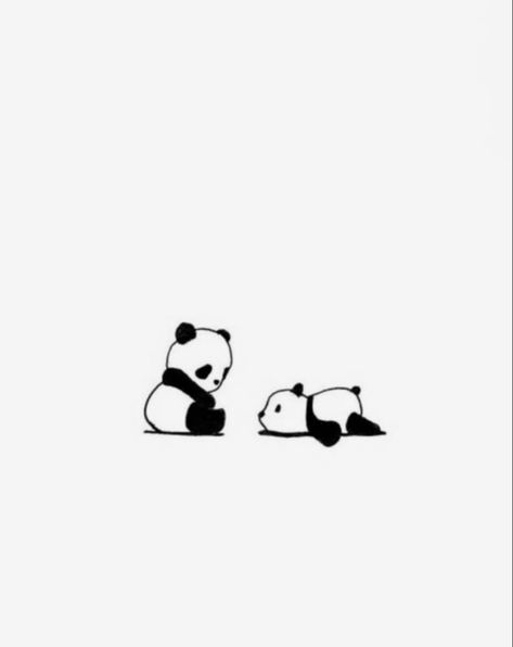 Panda Matching Tattoos, Minimal Panda Tattoo, Matching Panda Tattoos, Panda Bear Tattoos, Partner Tattoos, Minimal Tattoo Designs, Minimal Tattoo Ideas, Maching Tattoos, Friends Tattoo