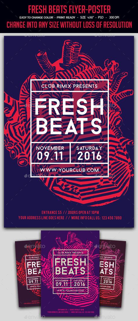 Fresh Beats Flyer / Poster Template PSD. Download here: http://graphicriver.net/item/fresh-beats-flyerposter/15533860?ref=ksioks Modern Event Poster, Nightclub Flyer Design, Nightclub Graphic Design, Event Posters Design, Flier Designs Ideas, Event Flyer Design Layout, Event Poster Graphic Design, Neon Poster Design, Event Poster Ideas