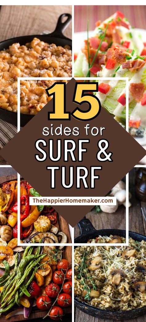 Surf And Turf Ideas Dinners, Surf And Turf Thanksgiving, Christmas Dinner Surf And Turf, Surf And Turf Grill Recipes, Surf Turf Dinner Recipes For, Easy Surf And Turf Recipes, Surf And Turf Menu Ideas, Sides To Go With Seafood, Surf N Turf Sides