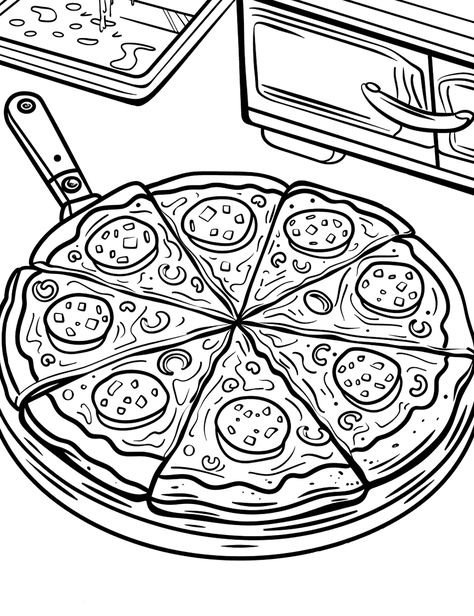 Pizza Coloring Page Free Printable, Food Coloring Pages Free Printable, Kitchen Coloring Pages, Food Coloring Sheets, Coloring Pages Food, Coloring Sheets Free Printable, Pizza Coloring Page, Starfish Colors, Tumblr Coloring Pages