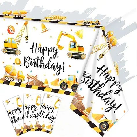 Amazon.com: Kids Party Supplies Boy Construction: Toys & Games Tools Birthday Party, Construction Party Decorations, Construction Birthday Party, Table Cloth Decorations, Construction Birthday Parties, Party Table Cloth, Plastic Table Covers, Construction Party, Birthday Table