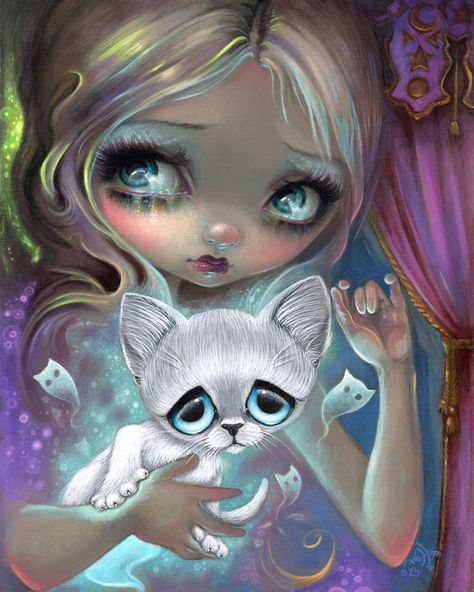 Michael Banks, Jasmine Becket Griffith, Eyes Art, Kitten Art, Big Eyes Art, Gothic Fairy, Ghost Cat, Lowbrow Art, Cat Art Print