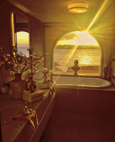 Photo Edited by AirBrush App! Before and After Editing. Filter: Pisces. Aesthetic Ideas! #AirBrush #retouch #photoeditor #selfieeditor #filter #airbrushfilter #aesthetic #bathroom #sunset #sunshine #landscape Sunrise Decorating Ideas, Pisces House Aesthetic, Cynthia Core, Sunset Bathroom, Bathroom Landscape, Pisces Aesthetic, Cozy Bathroom, Airbrush App, Aesthetic Bathroom