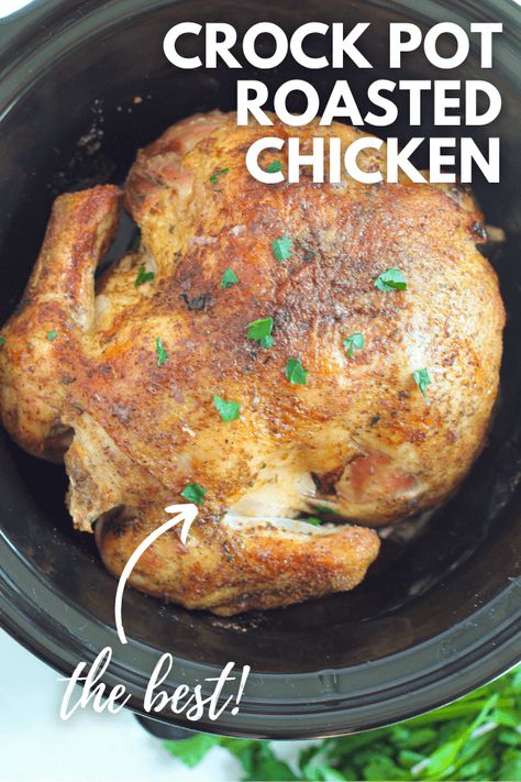 Crock Pot Roasted Chicken is one of the best ways to prep for dinners for the week and to a wonderful meal ready for when you finish a busy day. Baked Hen Recipe, Crock Pot Roasted Chicken, Ina Roast Chicken, Roast Chicken Slow Cooker, Pot Roasted Chicken, Roast Chicken Crock Pot, Crockpot Whole Chicken Recipes, Roaster Recipes, Pot Roast Crock Pot Recipes