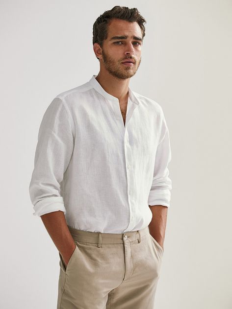 White Linen Shirt Outfit, Linen Shirt Outfit, White Shirt Outfits, Minimalist Fashion Men, Linen Men, White Linen Shirt, White Shirt Men, Outfits Hombre, Men Stylish Dress