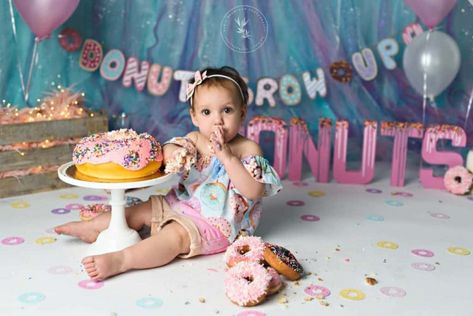 Donut Cake Smash, Up Cake Smash, Donut Grow Up Cake, Baby Smash Cake, Baby Girl Cake Smash, Donut Birthday Cake, Pembroke Pines Florida, Girl Cake Smash, Cake Smash First Birthday