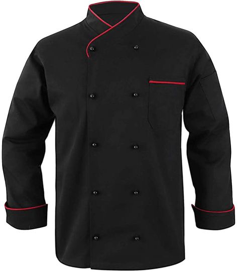 Cook Clothes, Black Chef, Chef Jackets, Chef Wear, Glitter Fashion, Chef Clothes, Chef Uniform, Chef Coat, Contrast Piping