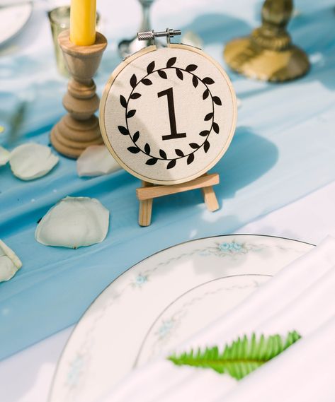 Embroidered Table Numbers, Wedding Table Decor Boho, Sweetheart Table Centerpiece, Table Decor Boho, Boho Wedding Table, Floral Table Numbers, Wooden Easel, When I Get Married, Floral Table