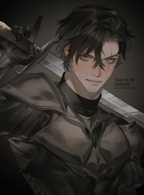 Dark Academia Male, Anime Knight, Headshot Poses, Man Sketch, Knight Art, Human Male, Fantasy Male, Fantasy Warrior, Anime Couples Manga