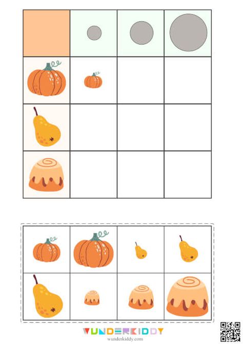 Printable Autumn Themed Size Sorting Activity for Kids Size Sorting Activities For Preschool, Autumn Preschool Activities, Home Preschool, Size Sorting, Visual Processing, Preschool Activities Toddler, Preschool Age, Math Activities Preschool, Sorting Activities